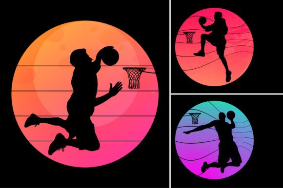 Basketball Sunset T-Shirt Design Graphic: The Ultimate Retro Vibe