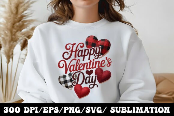 Celebrate Love in Style: The Buffalo Plaid Hearts Valentine Graphic