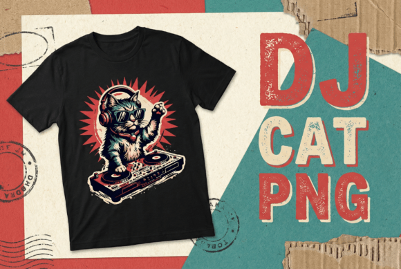 Unleash the Beat: The DJ Cat Graphic T-Shirt Design