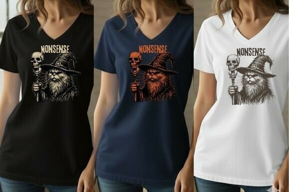 Vintage Nonsense Cat Graphic Tee: Unleash Retro Dark Humor